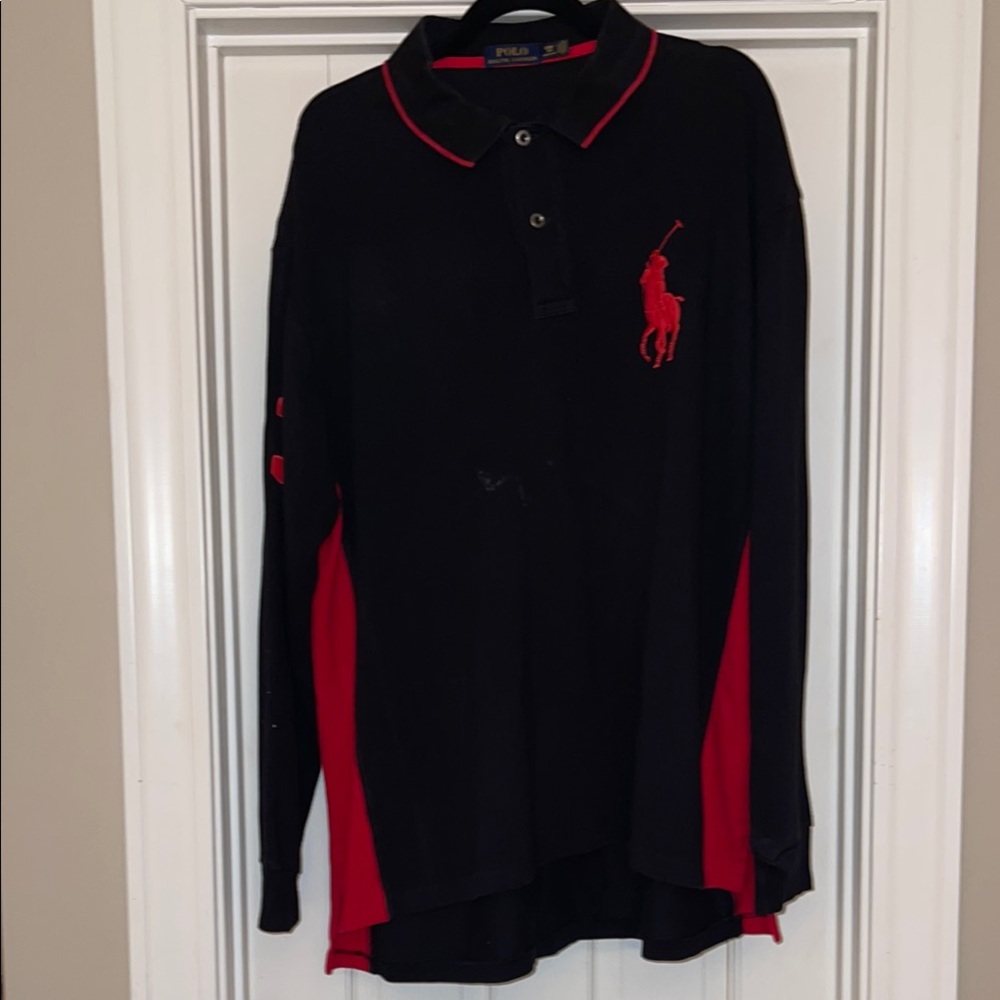 Polo by Ralph Lauren Black and Red Men's Polo Shirt